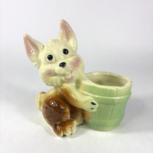 Vintage dog holding bushel - dog,