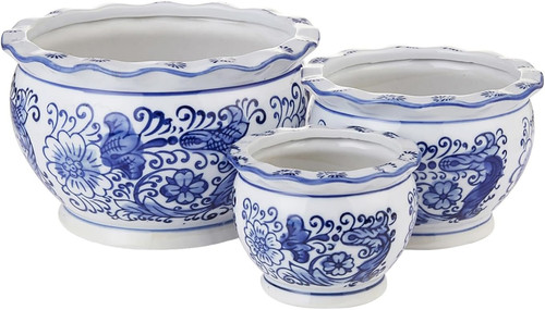Blue white planters ceramic - planters,