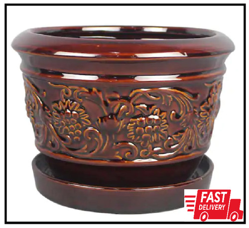 Dia brown rustic damask - 8, in.
