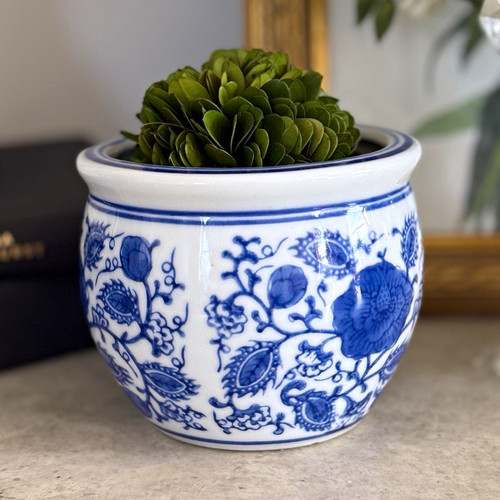 Blue white floral - &,